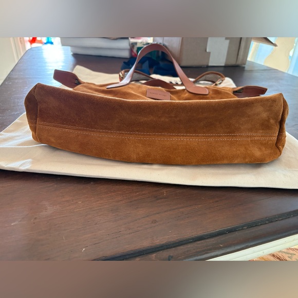 Parker Thatch Charlie Suede Top-Handle Tote Bag in Caramel Brown - Picture 6 of 16